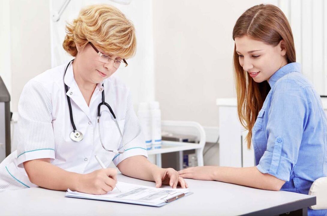 To diagnose cystitis, the doctor prescribes diagnostic tests for the woman.